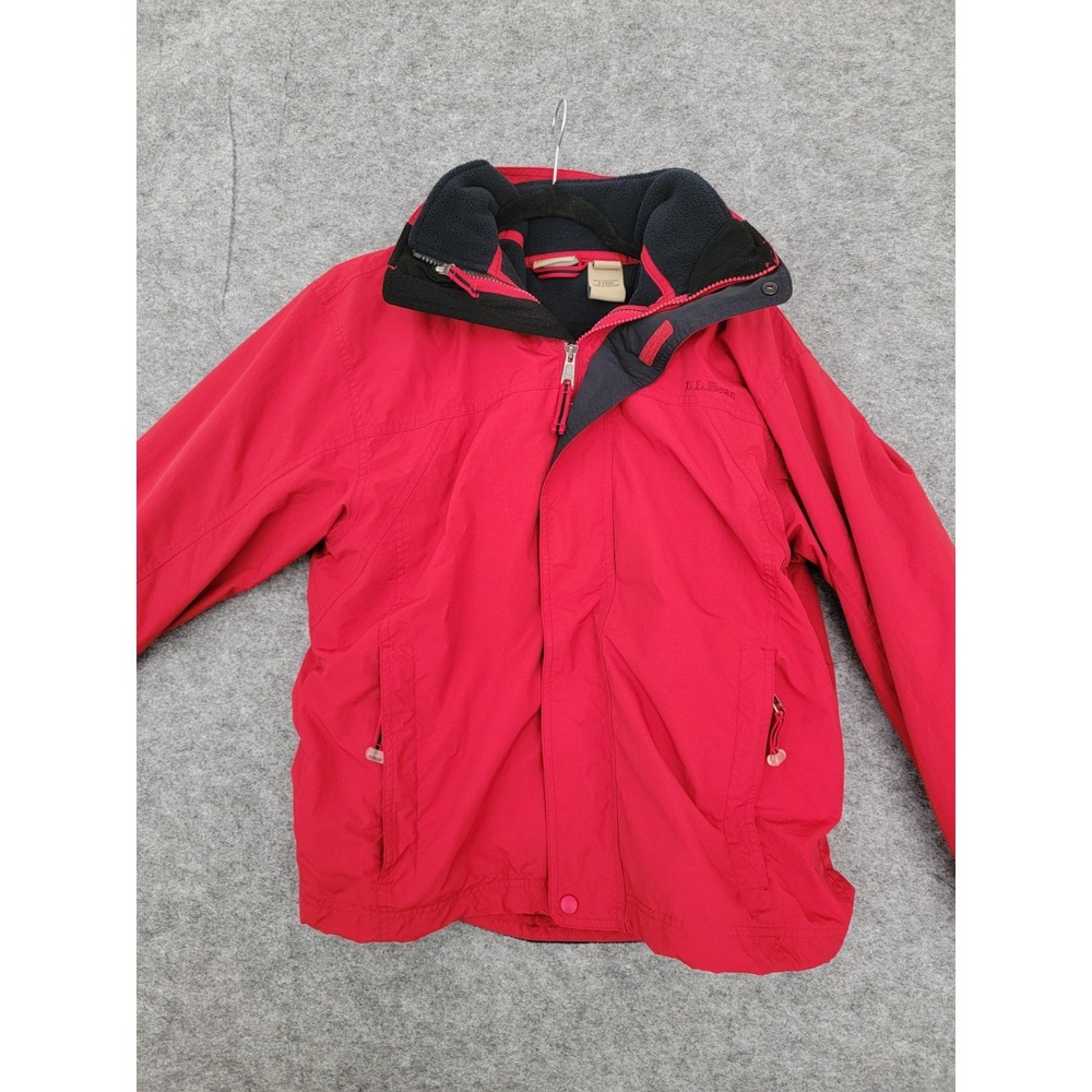 LL Bean Tek Jacket Men Small Red 3 In 1 Primaloft Puffer Coat Snowboard Coat